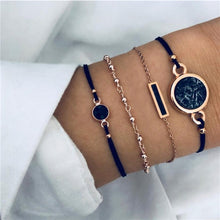 Load image into Gallery viewer, WUKALO 4 Pcs/ Set Gold Color Chain Bracelets Set for Woman Gold Color Heart Leaf Infinity Charm Wedding Bracelets Bangles