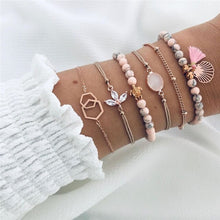 Load image into Gallery viewer, WUKALO 4 Pcs/ Set Gold Color Chain Bracelets Set for Woman Gold Color Heart Leaf Infinity Charm Wedding Bracelets Bangles